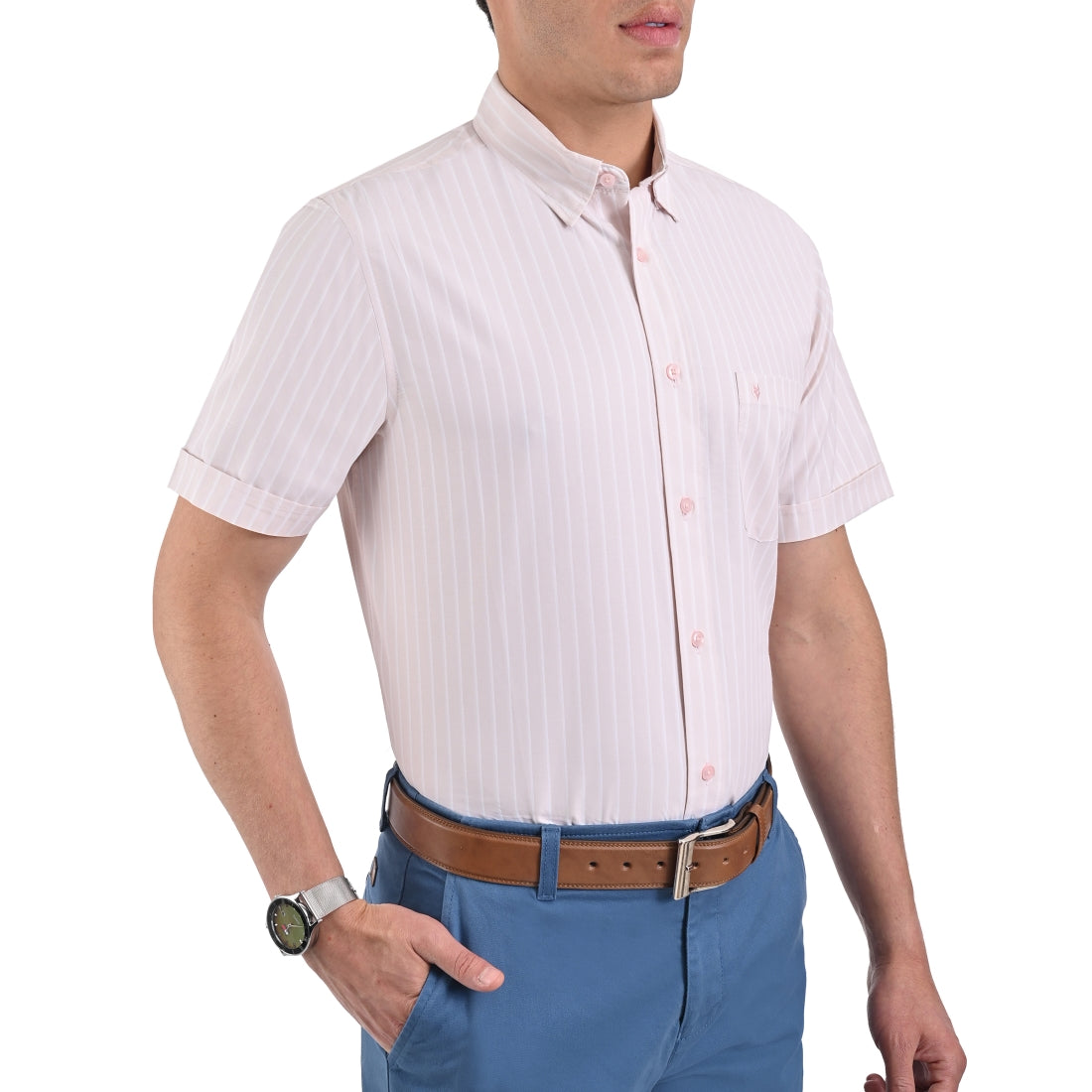 Camisa Yale Manga Corta Regular Fit 2222 Beige