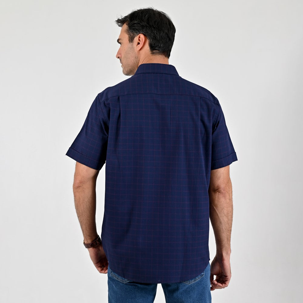 Camisa casual Yale Regular Fit Manga corta 7758 Azul marino