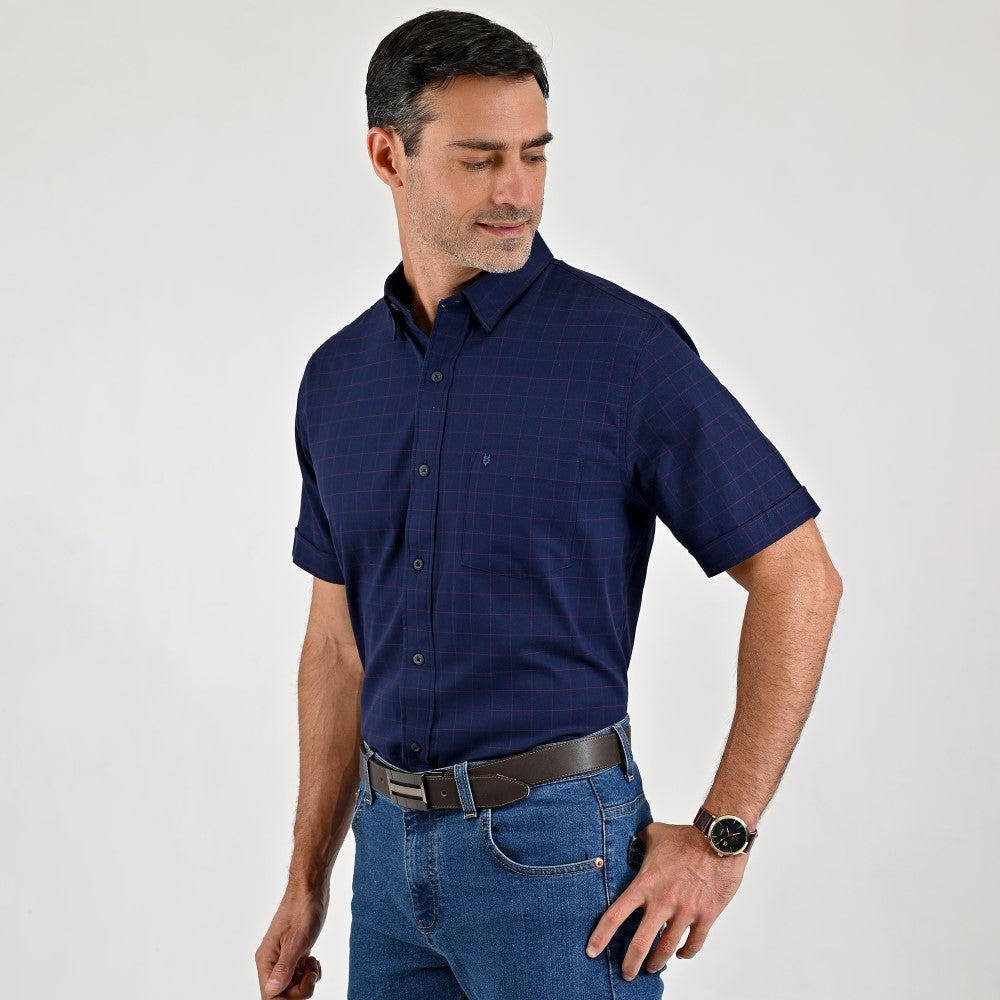 Camisa casual Yale Regular Fit Manga corta 7758 Azul marino