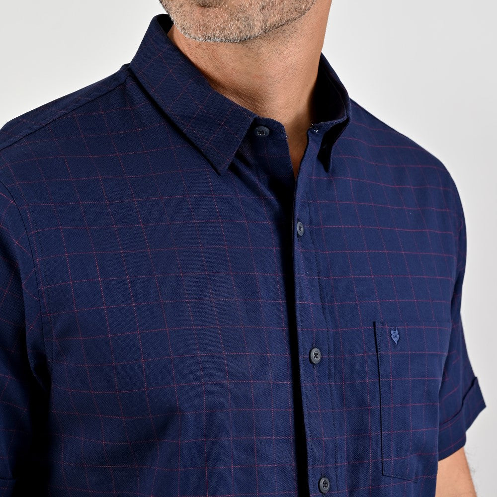 Camisa casual Yale Regular Fit Manga corta 7758 Azul marino