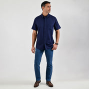Camisa casual Yale Regular Fit Manga corta 7758 Azul marino