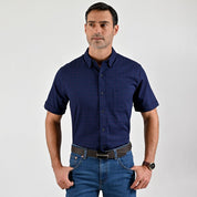 Camisa casual Yale Regular Fit Manga corta 7758 Azul marino