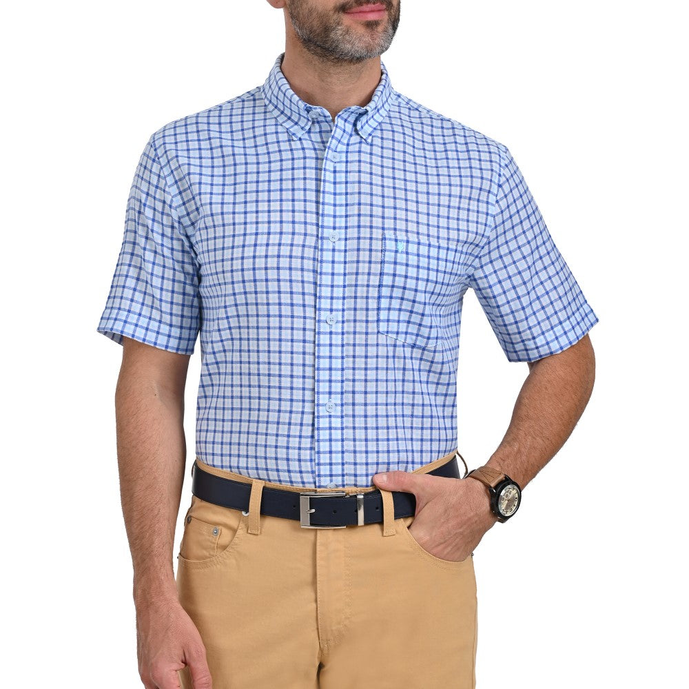 Camisa Yale Manga Corta Regular Fit 2208 Azul Rey