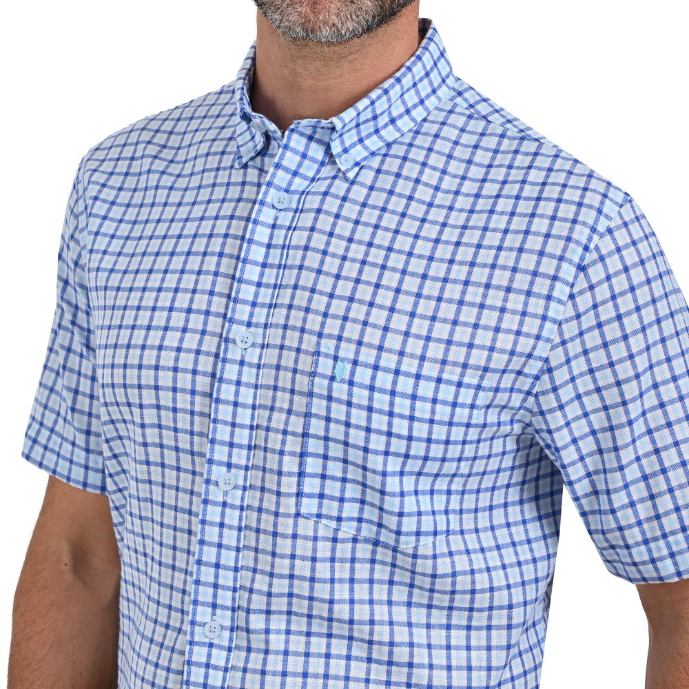 Camisa Yale Manga Corta Regular Fit 2208 Azul Rey