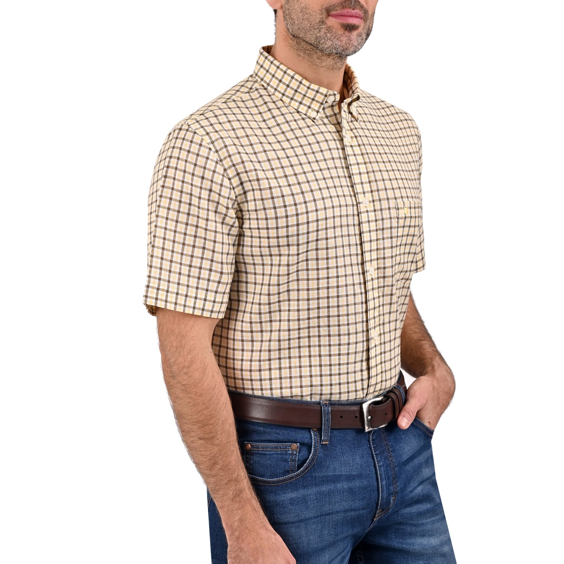 Camisa Yale Manga Corta Regular Fit 2208 Amarilla
