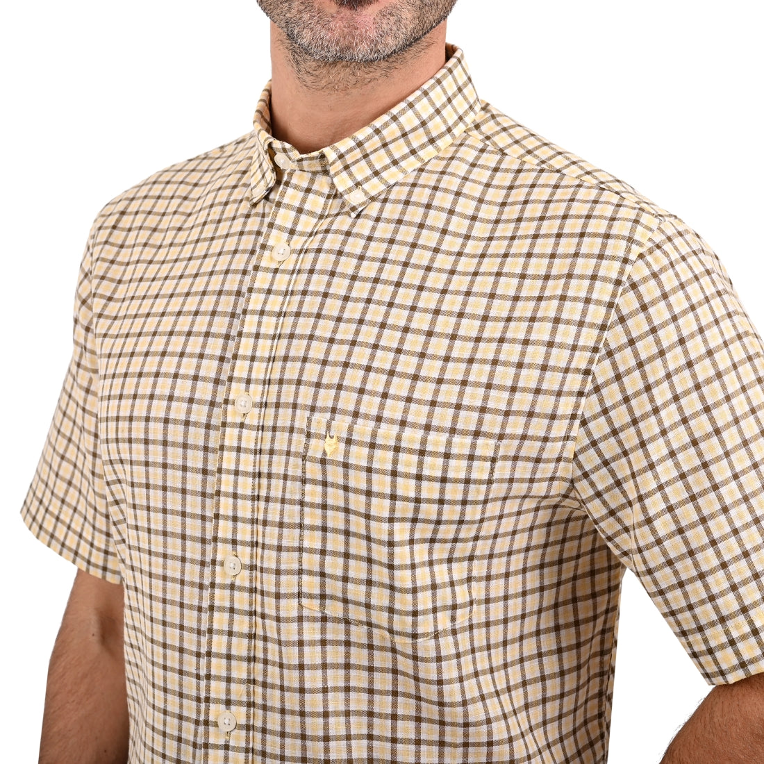 Camisa Yale Manga Corta Regular Fit 2208 Amarilla