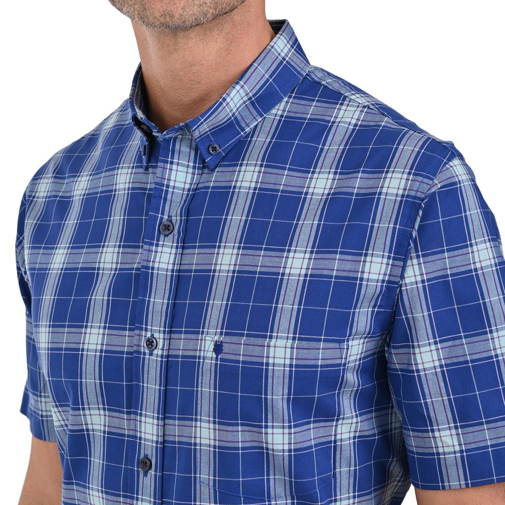 Camisa Yale Manga Corta Regular Fit 2614 Azul Rey