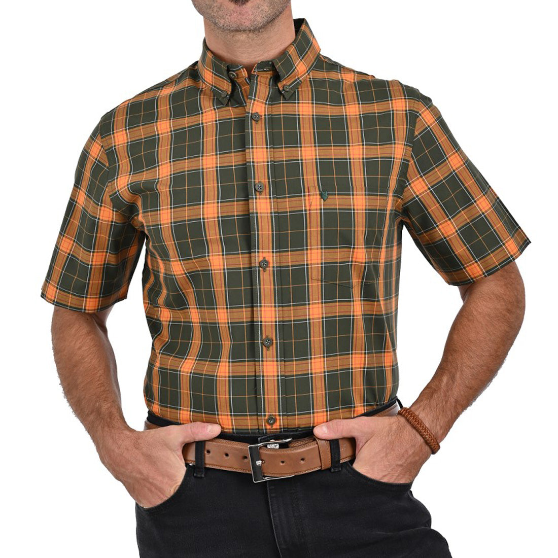 Camisa Yale Manga Corta Regular Fit 2614 Oxido