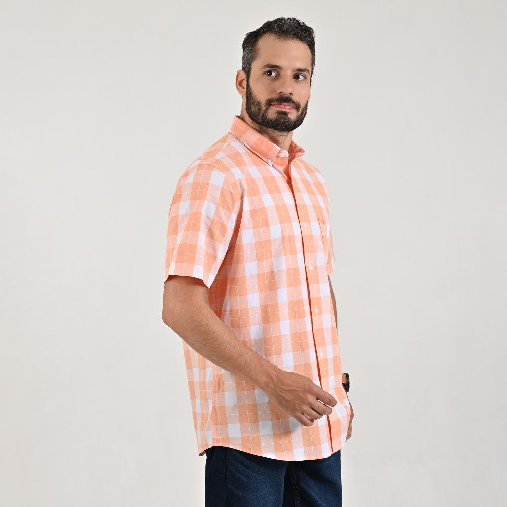 Camisa casual Yale Regular Fit Manga corta 7742 Naranja
