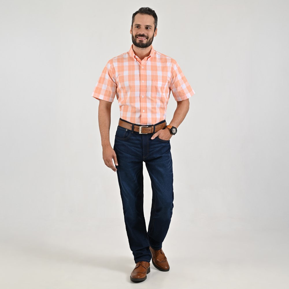 Camisa casual Yale Regular Fit Manga corta 7742 Naranja