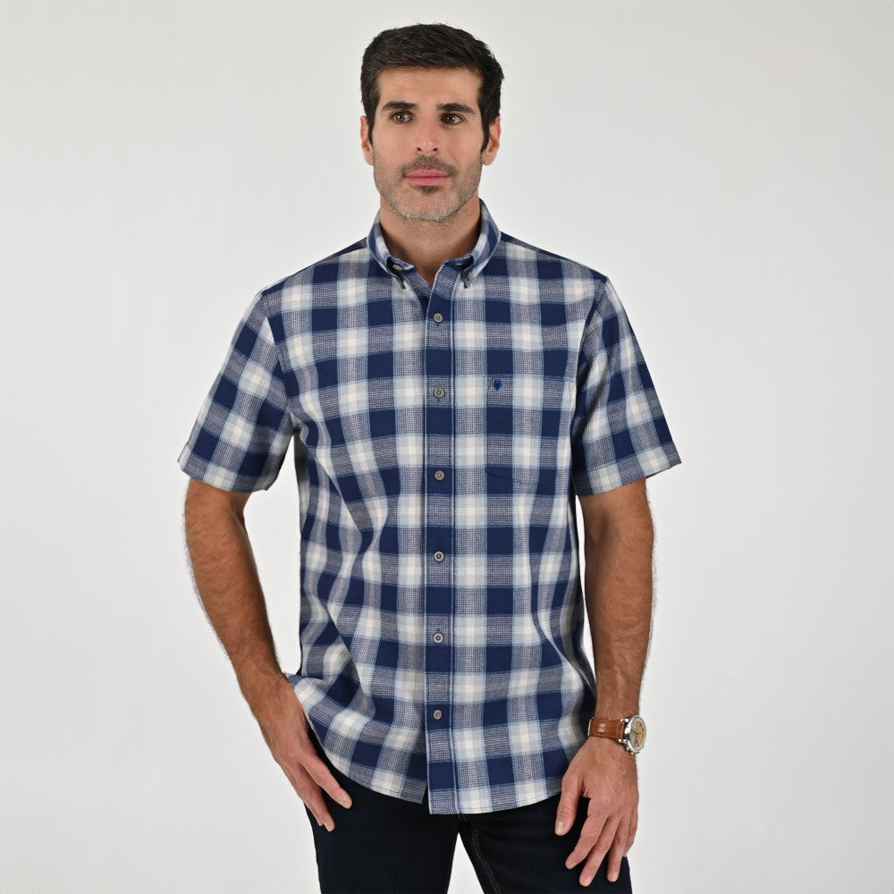Camisa Yale Para Caballero Manga Corta Regular Fit 8046 Azul Rey