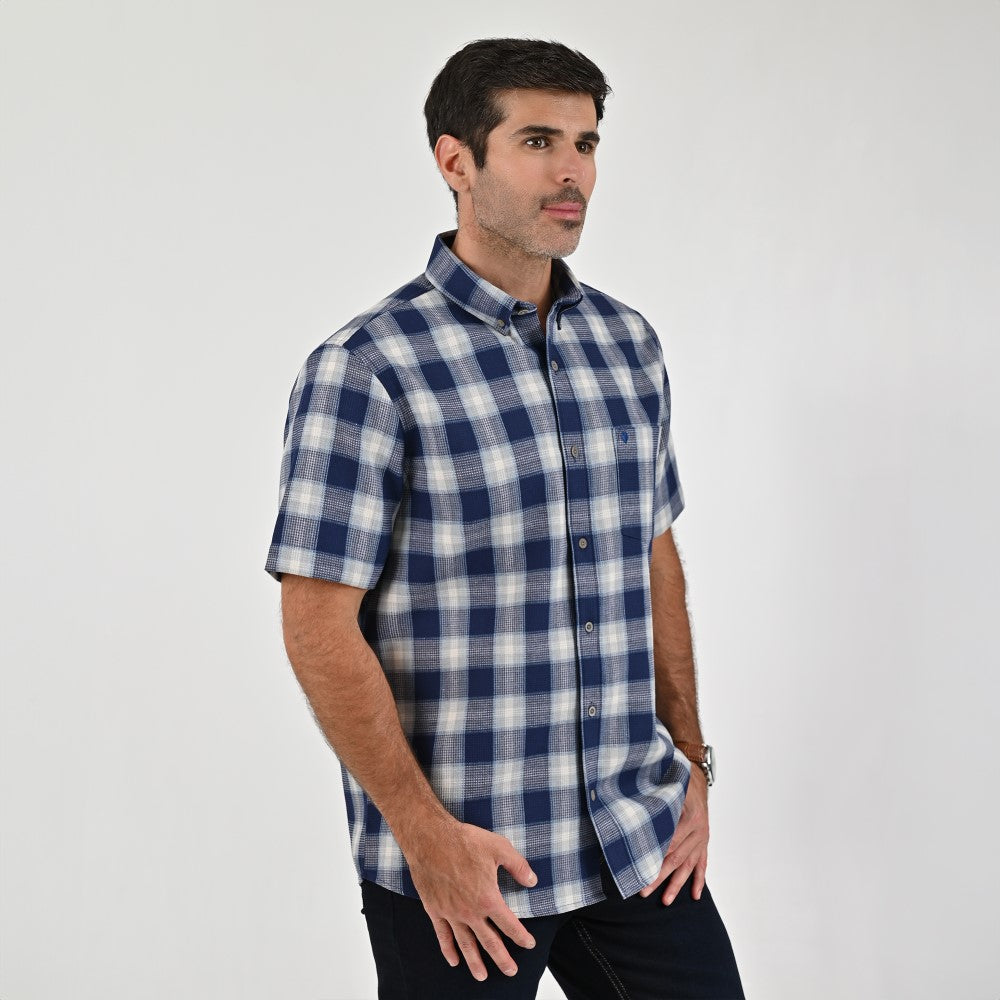 Camisa Yale Para Caballero Manga Corta Regular Fit 8046 Azul Rey