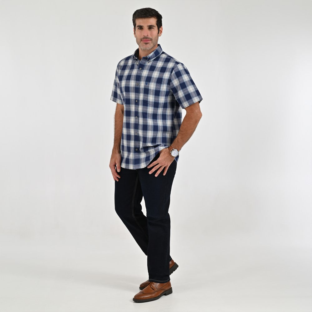 Camisa Yale Para Caballero Manga Corta Regular Fit 8046 Azul Rey