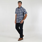 Camisa Yale Para Caballero Manga Corta Regular Fit 8046 Azul Rey