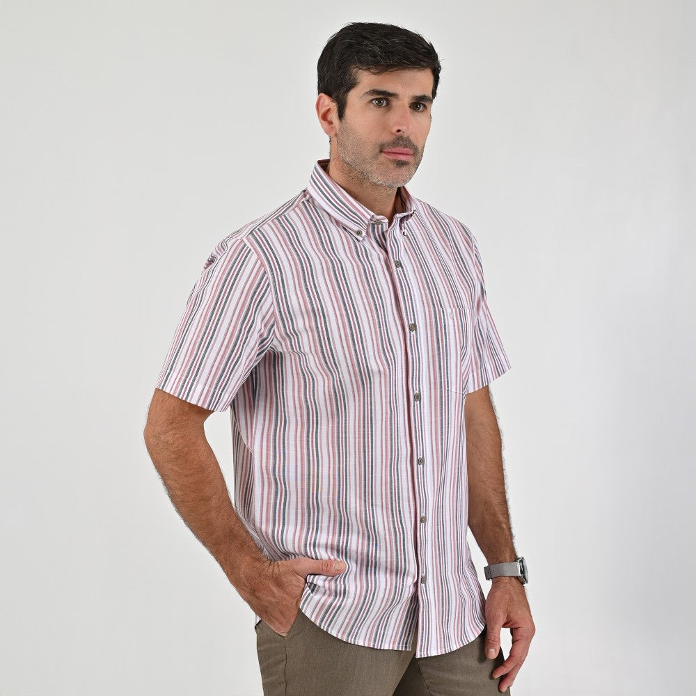 Camisa Yale Para Caballero Manga Corta Regular Fit 8197 Rojo
