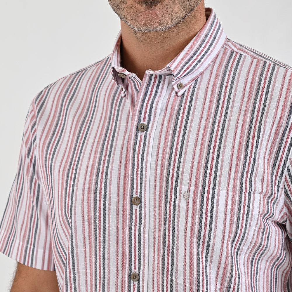 Camisa Yale Para Caballero Manga Corta Regular Fit 8197 Rojo