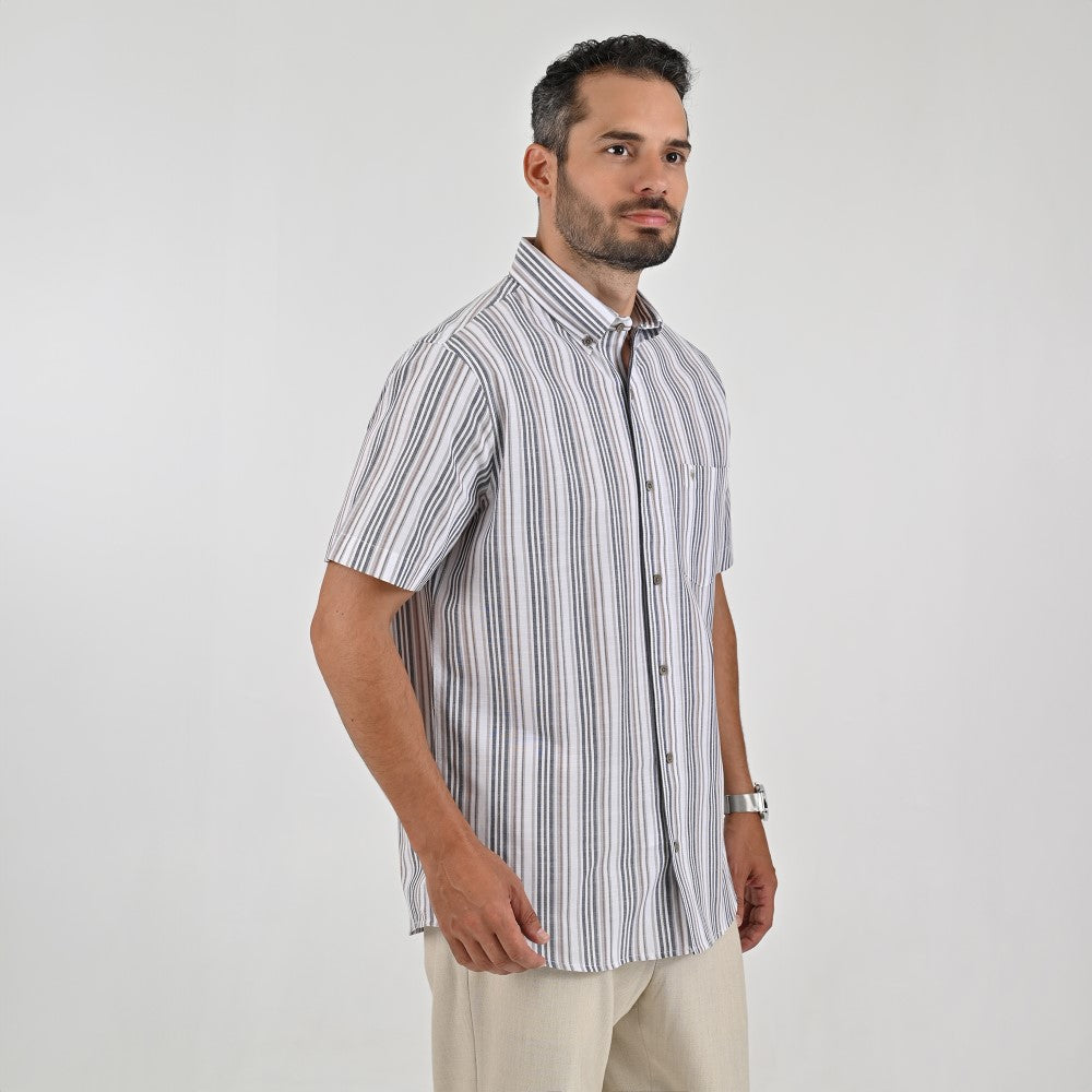 Camisa Yale Para Caballero Manga Corta Regular Fit 8197 Café