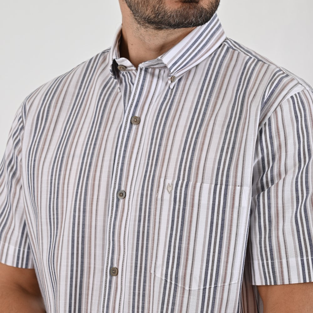 Camisa Yale Para Caballero Manga Corta Regular Fit 8197 Café