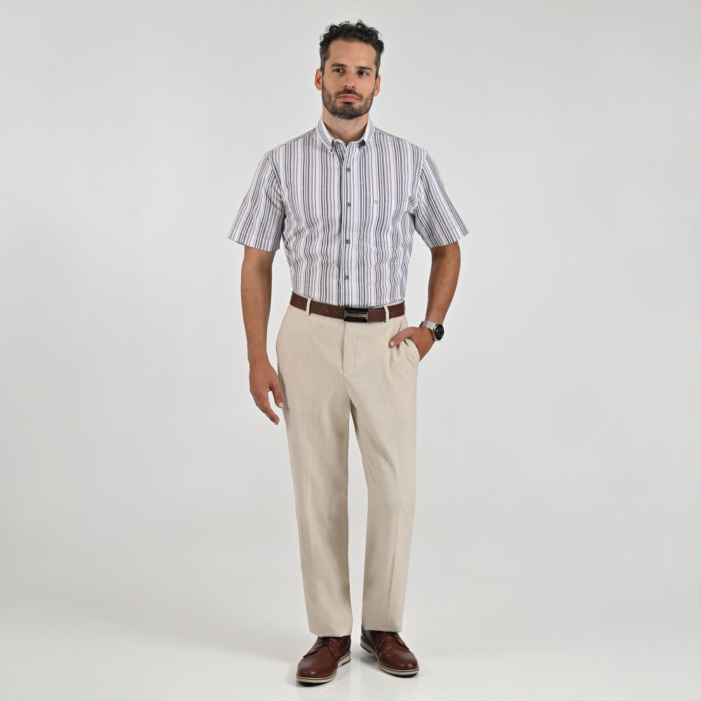 Camisa Yale Para Caballero Manga Corta Regular Fit 8197 Café