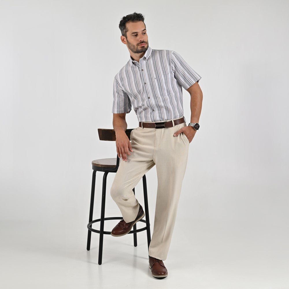 Camisa Yale Para Caballero Manga Corta Regular Fit 8197 Café