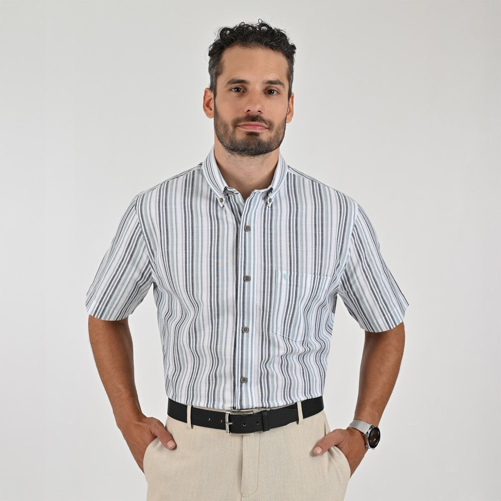 Camisa Yale Para Caballero Manga Corta Regular Fit 8197 Pistache