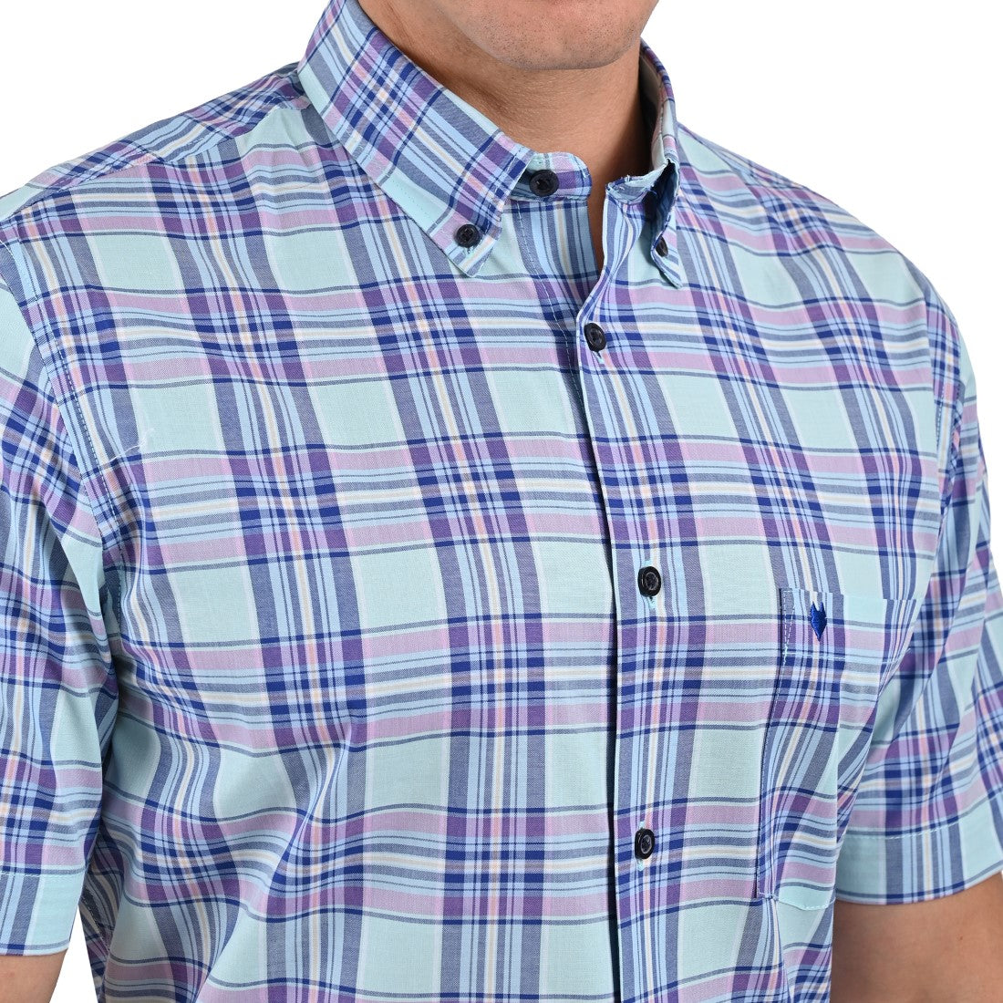 Camisa Yale Manga Corta Regular Fit 2568 Azul Turquesa