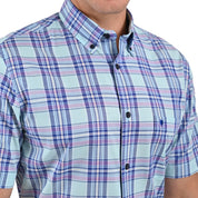 Camisa Yale Manga Corta Regular Fit 2568 Azul Turquesa