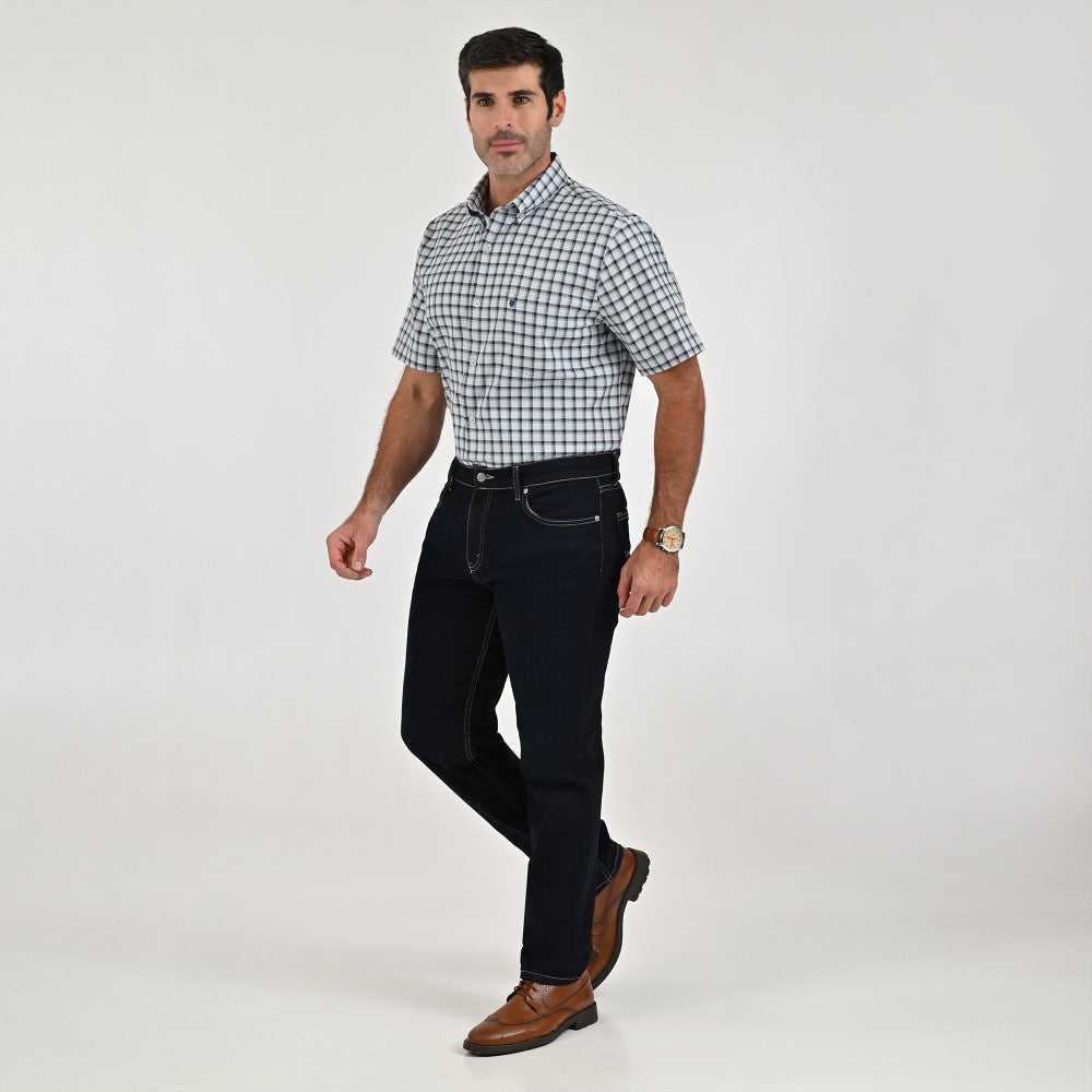 Camisa Yale Para Caballero Manga Corta Regular Fit 7913 Gris