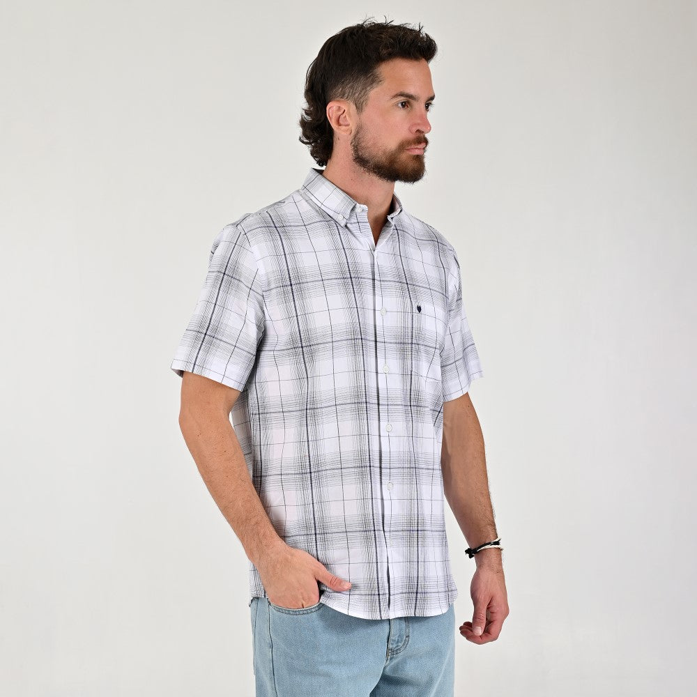 Camisa Yale Para Caballero Manga Corta Regular Fit 8045 Blanco