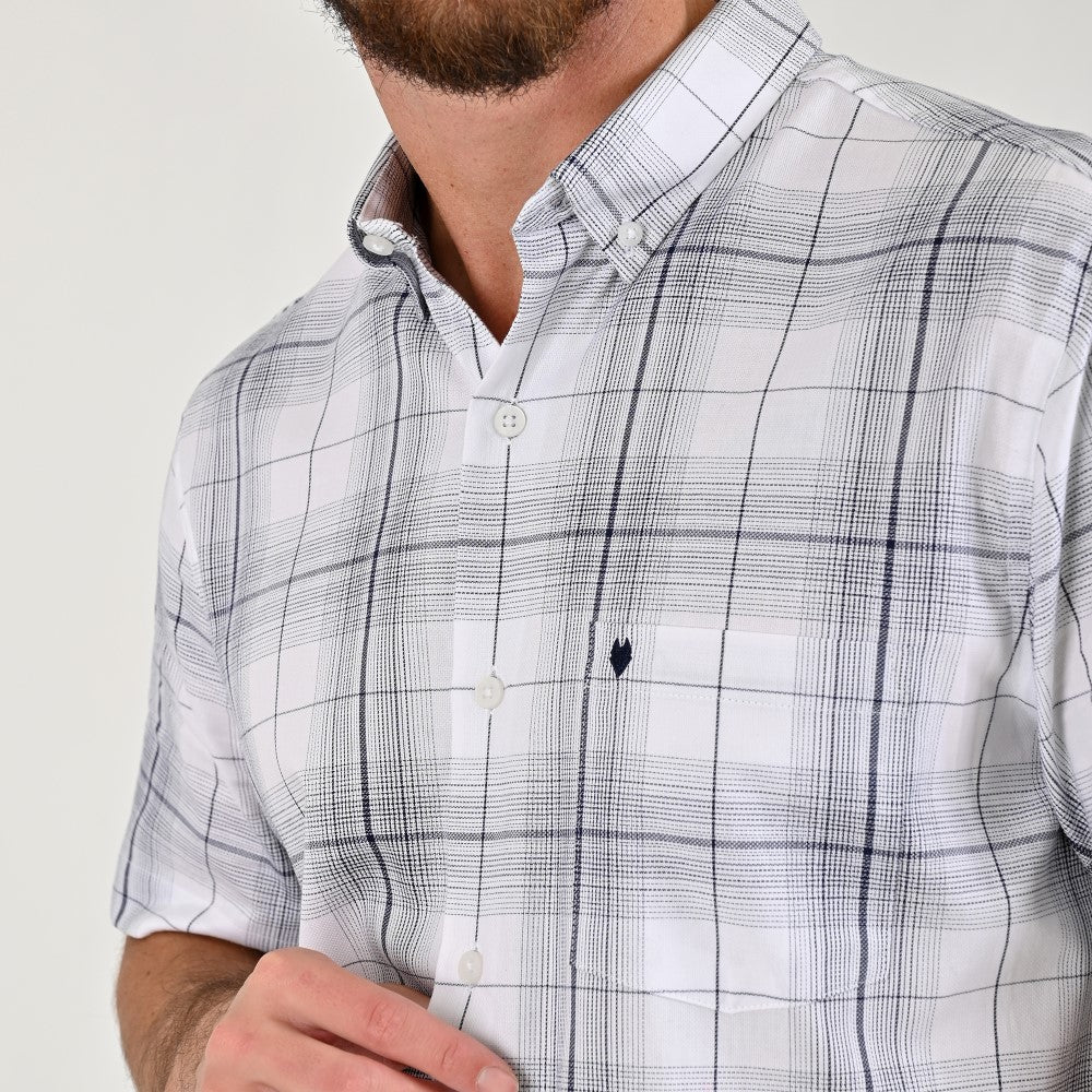 Camisa Yale Para Caballero Manga Corta Regular Fit 8045 Blanco