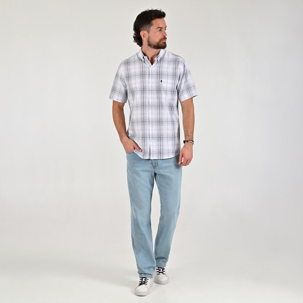 Camisa Yale Para Caballero Manga Corta Regular Fit 8045 Blanco
