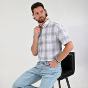 Camisa Yale Para Caballero Manga Corta Regular Fit 8045 Blanco