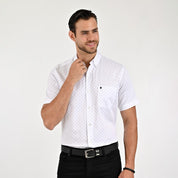 Camisa Yale Para Caballero Manga Corta Regular Fit 8075 Blanco