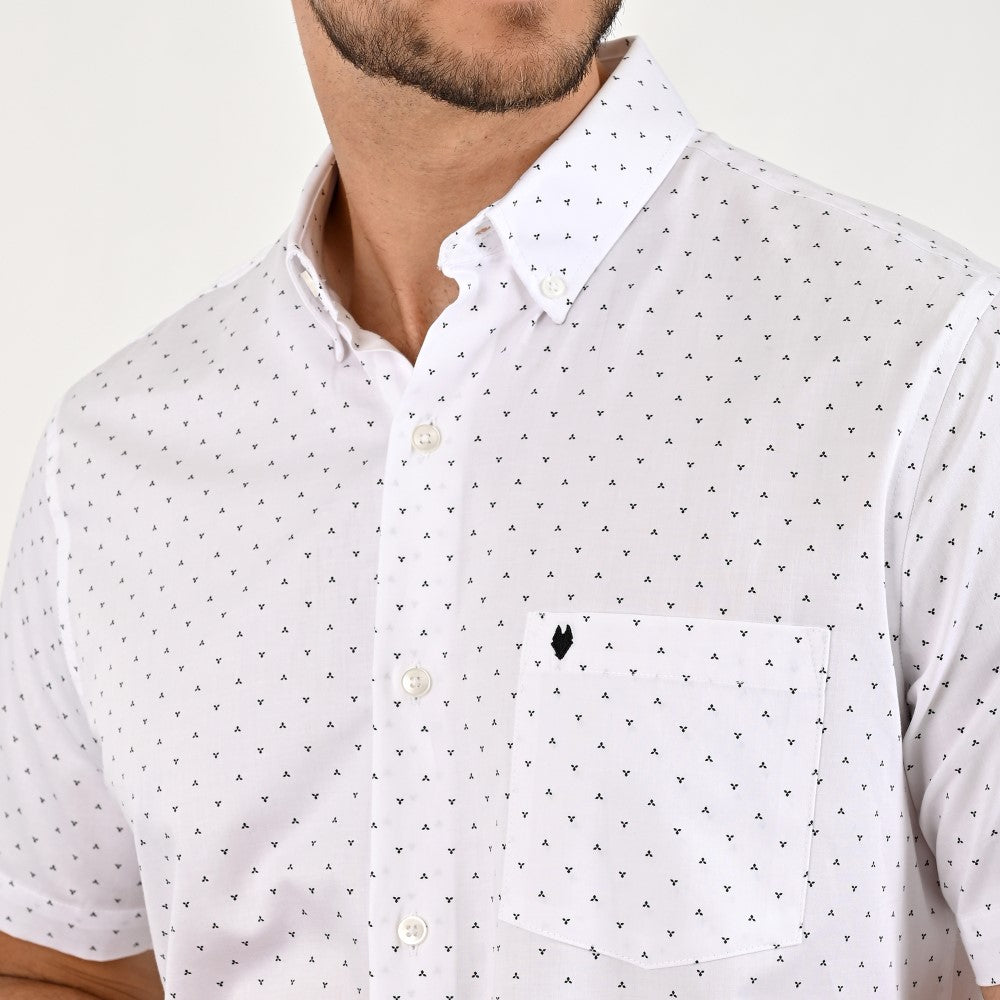 Camisa Yale Para Caballero Manga Corta Regular Fit 8075 Blanco