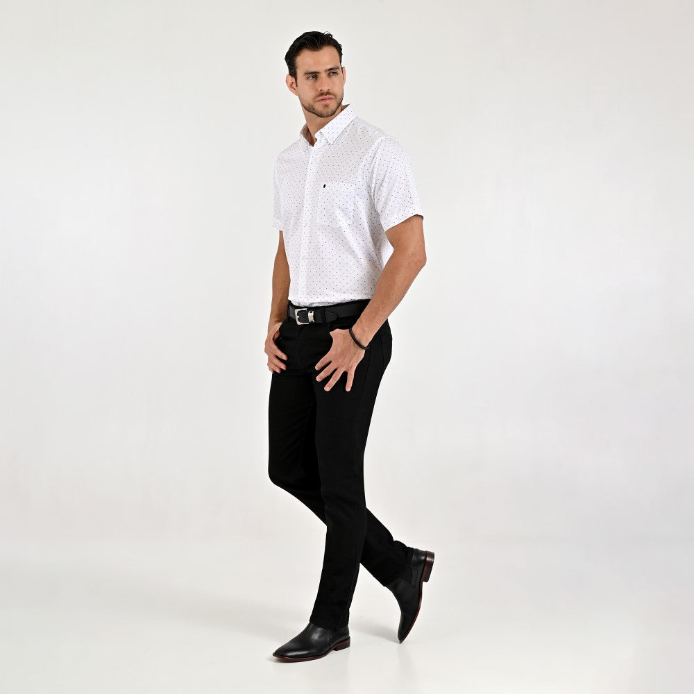 Camisa Yale Para Caballero Manga Corta Regular Fit 8075 Blanco