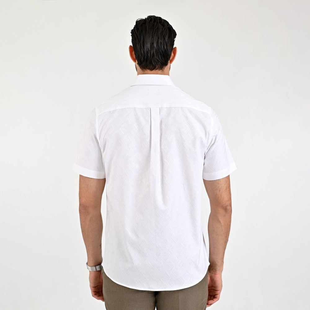 Camisa Yale Para Caballero Manga Corta Regular Fit 8077 Blanco