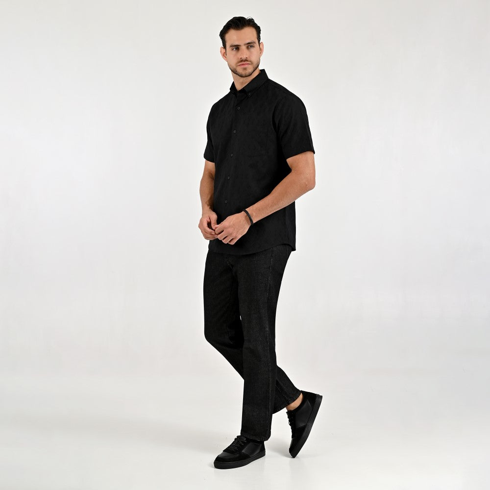 Camisa Yale Para Caballero Manga Corta Regular Fit 8077 Negro