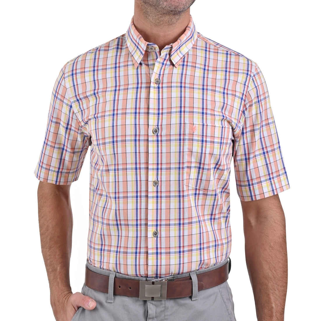 Camisa Yale Manga Corta Slim Fit 2267 Amarillo