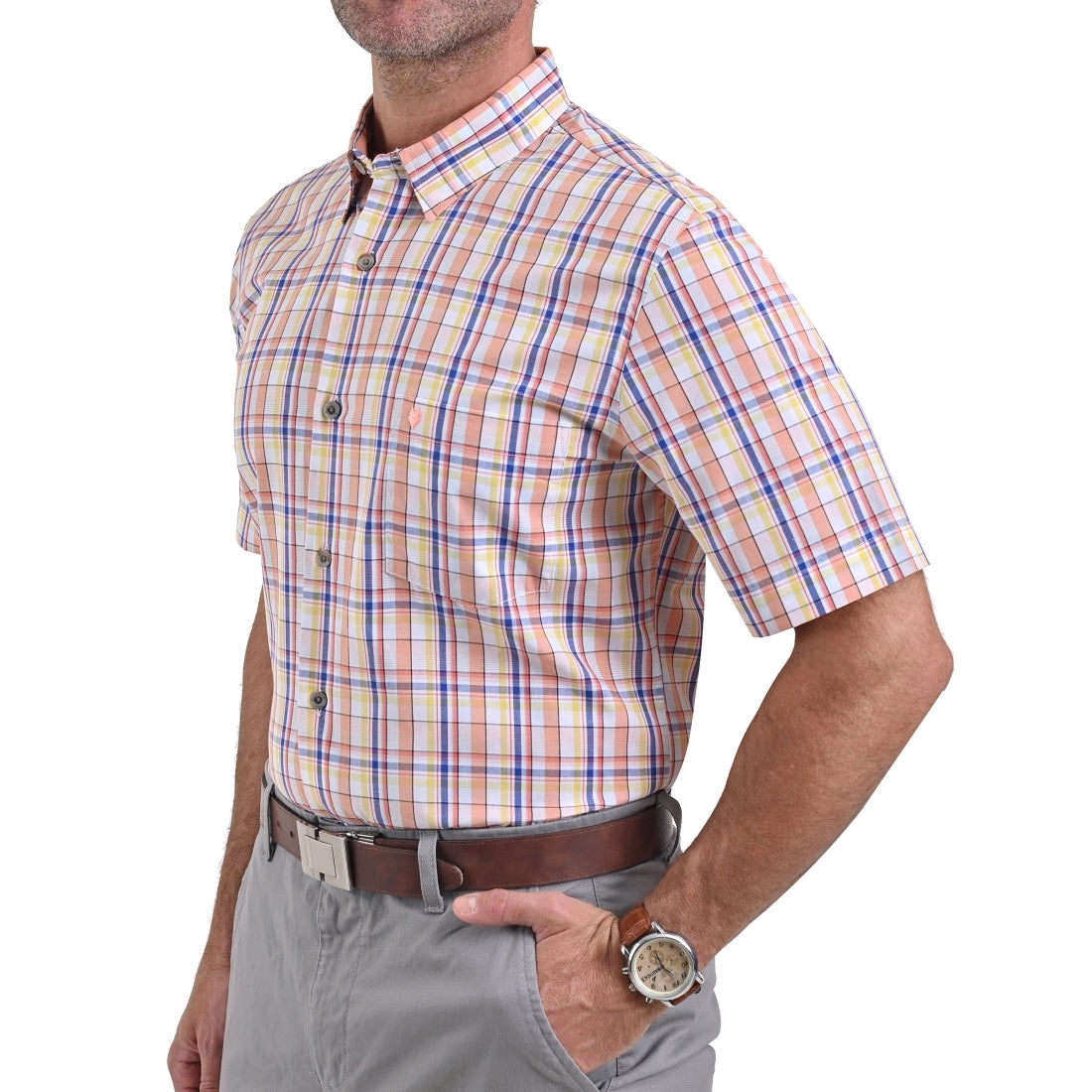 Camisa Yale Manga Corta Slim Fit 2267 Amarillo