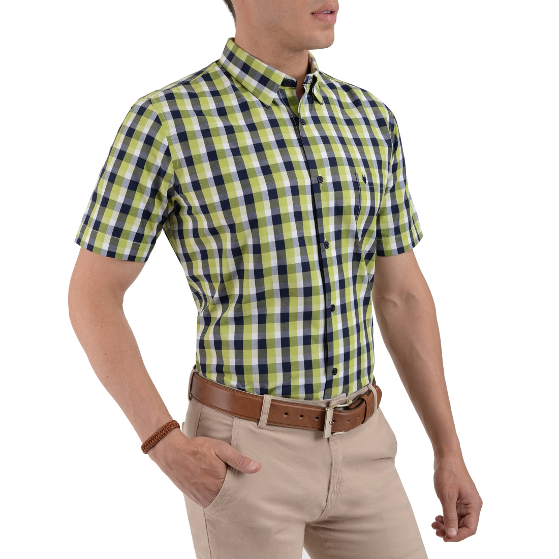 Camisa Yale Manga Corta Slim Fit 3596  Verde Manzana