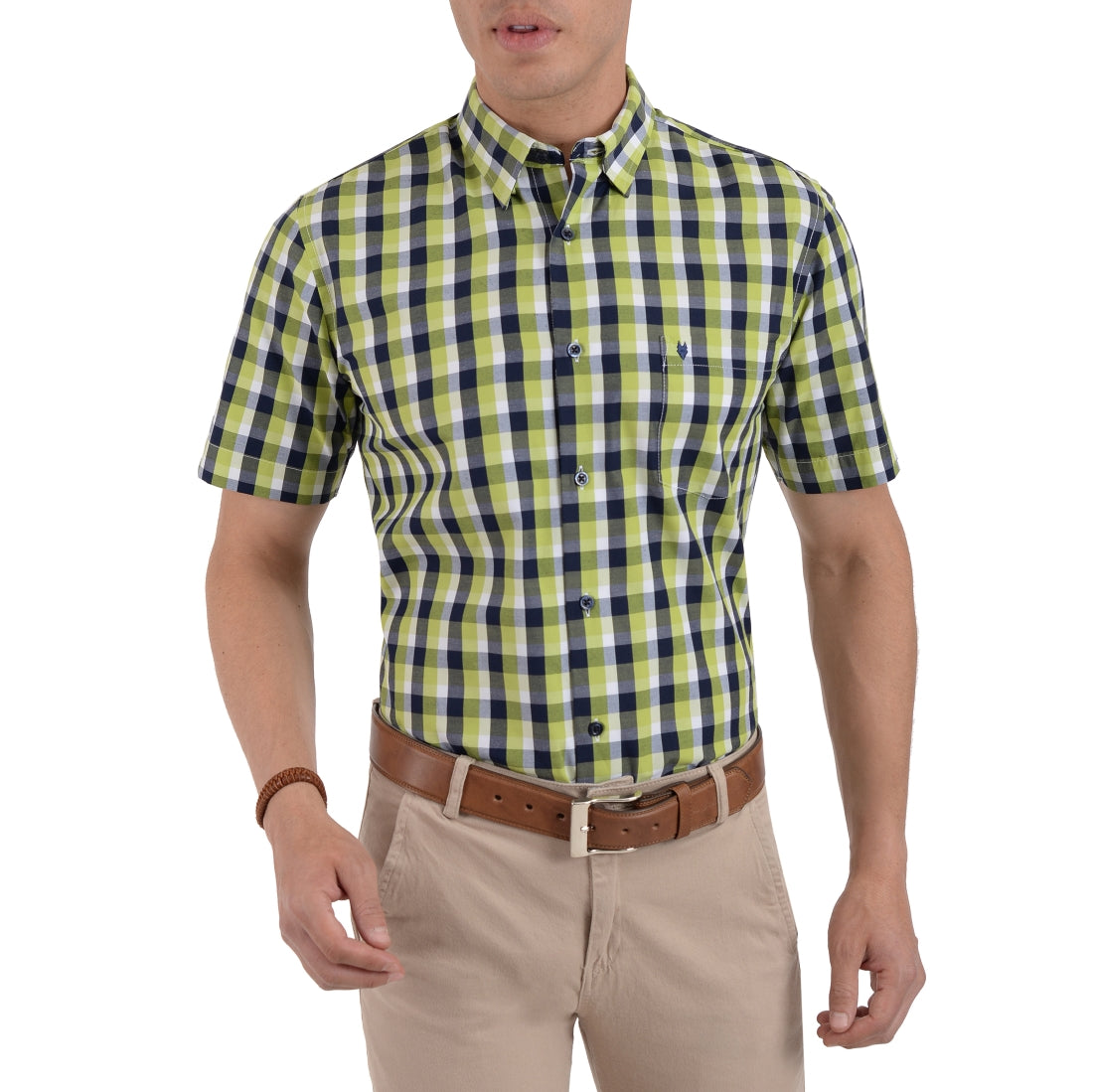 Camisa Yale Manga Corta Slim Fit 3596  Verde Manzana