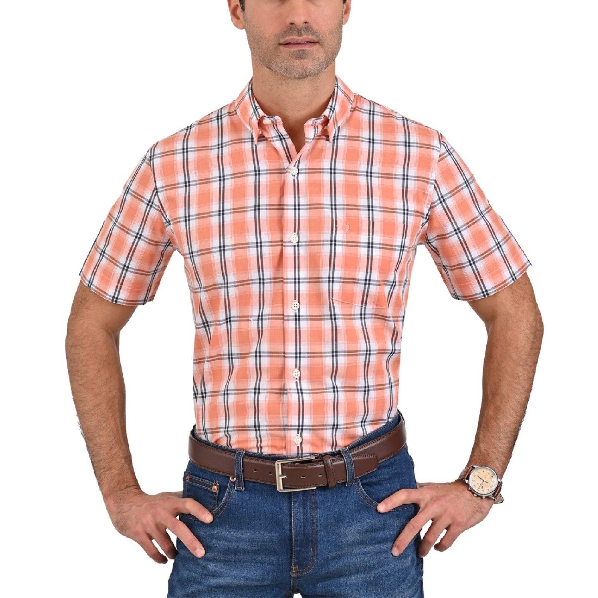 Camisa Yale Manga Corta Regular Fit 3830  Naranja