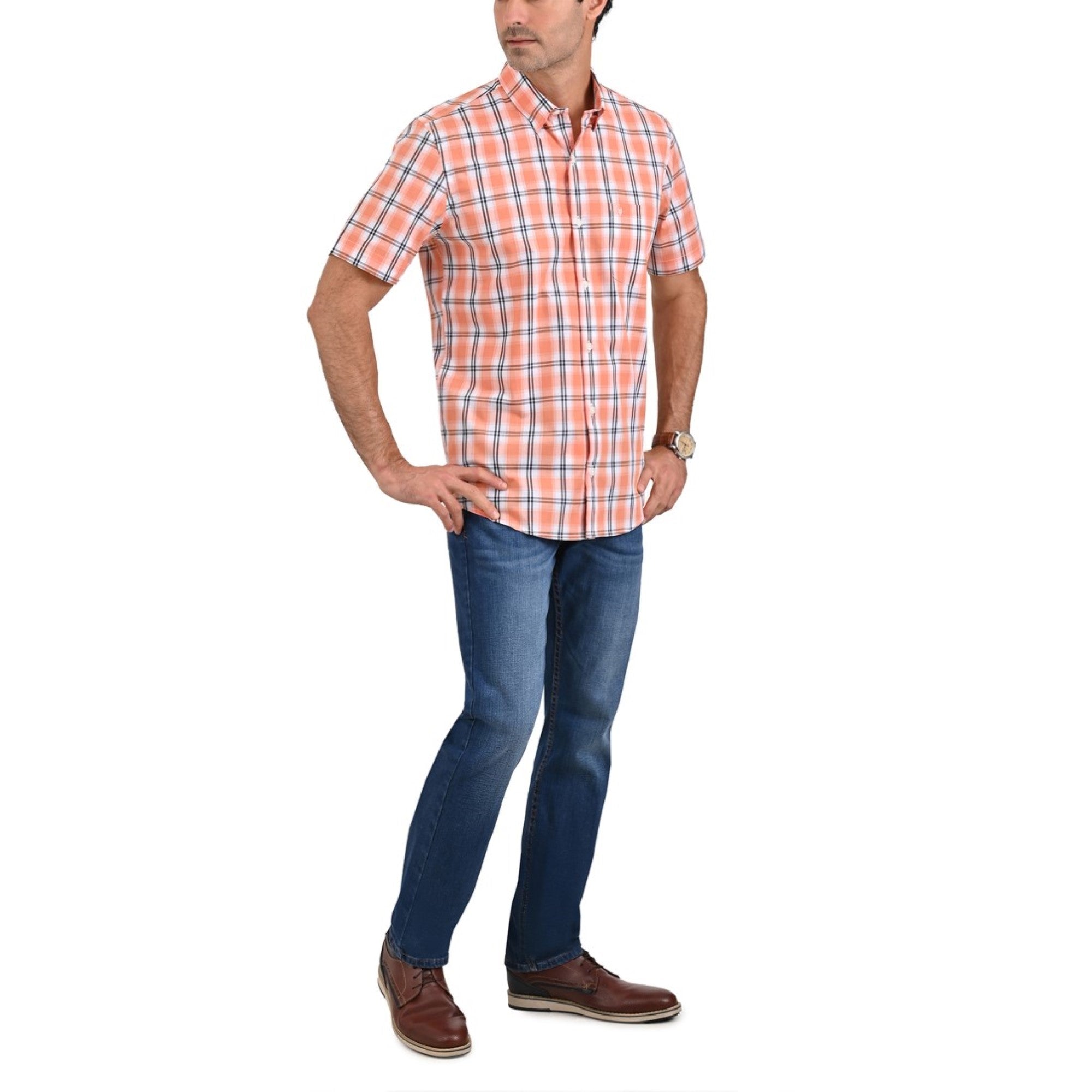 Camisa Yale Manga Corta Regular Fit 3830  Naranja