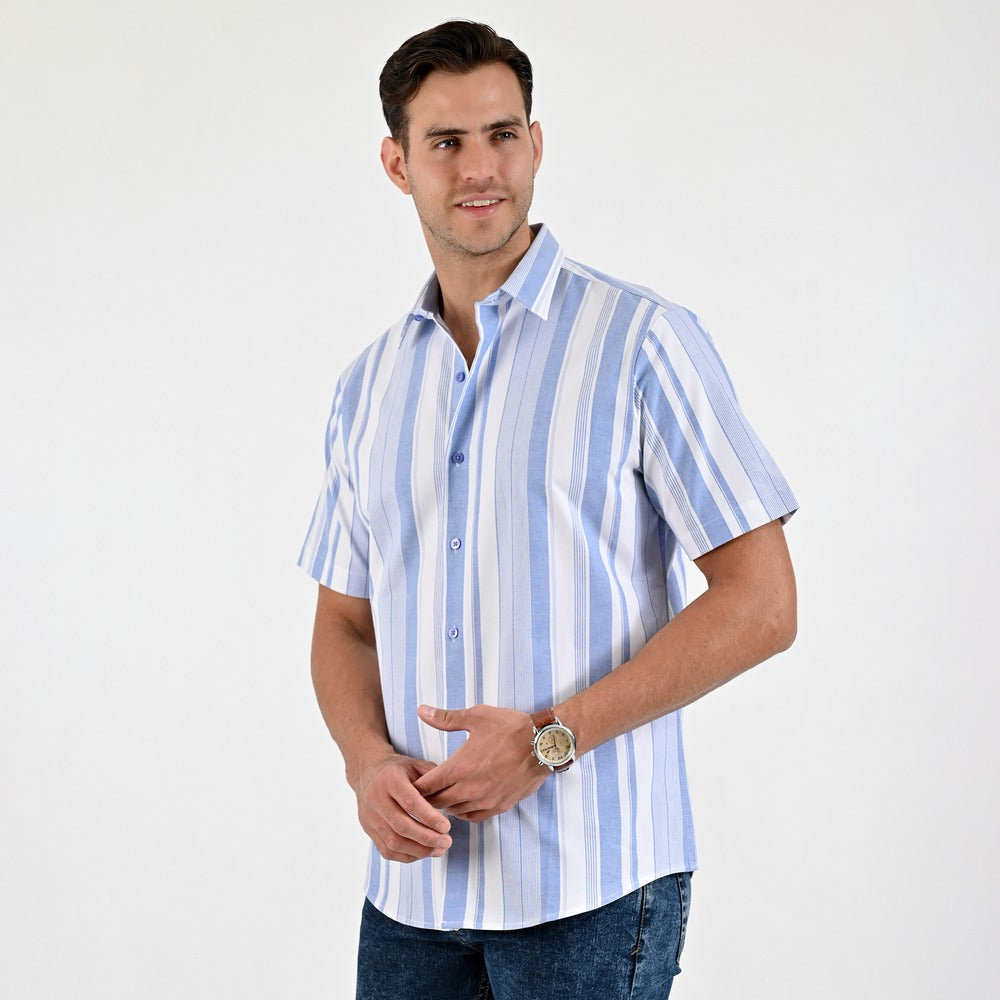 Camisa Yale Para Caballero Manga Corta Regular Fit 4653 Azul