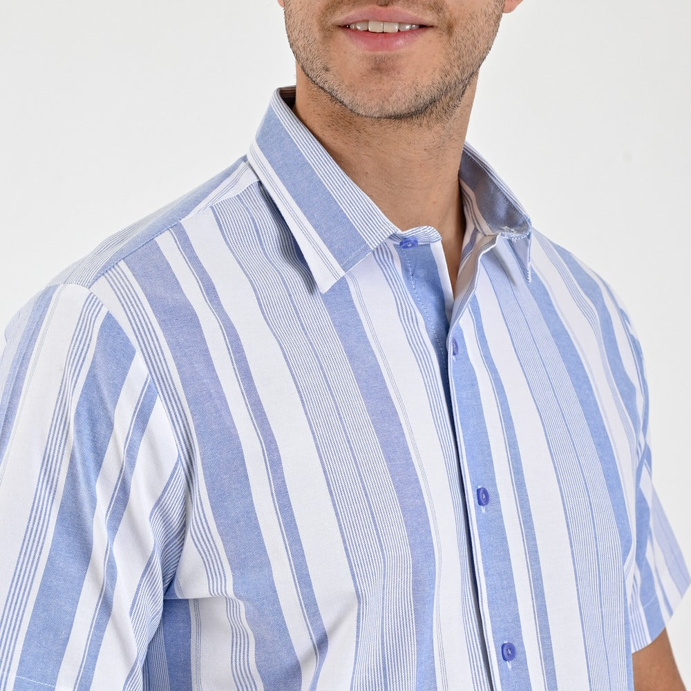 Camisa Yale Para Caballero Manga Corta Regular Fit 4653 Azul