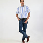 Camisa Yale Para Caballero Manga Corta Regular Fit 4653 Azul