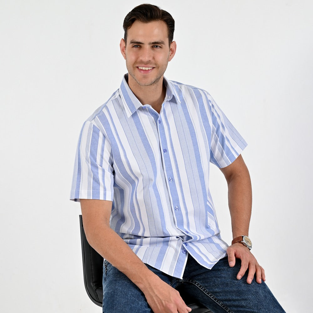 Camisa Yale Para Caballero Manga Corta Regular Fit 4653 Azul