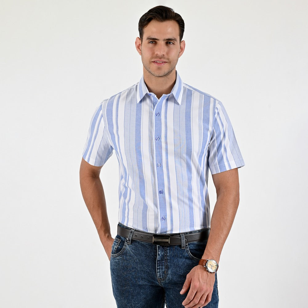 Camisa Yale Para Caballero Manga Corta Regular Fit 4653 Azul