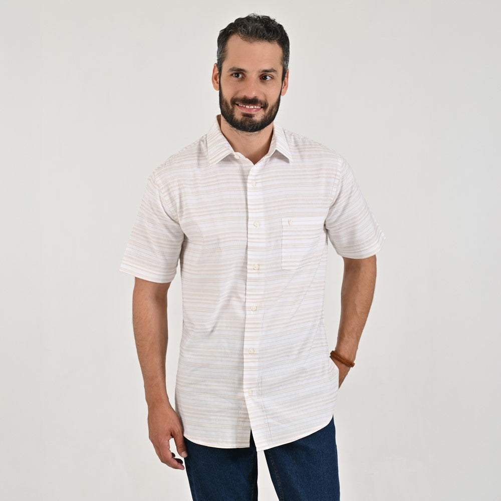 Camisa casual Yale Regular Fit Manga corta 7748 Beige