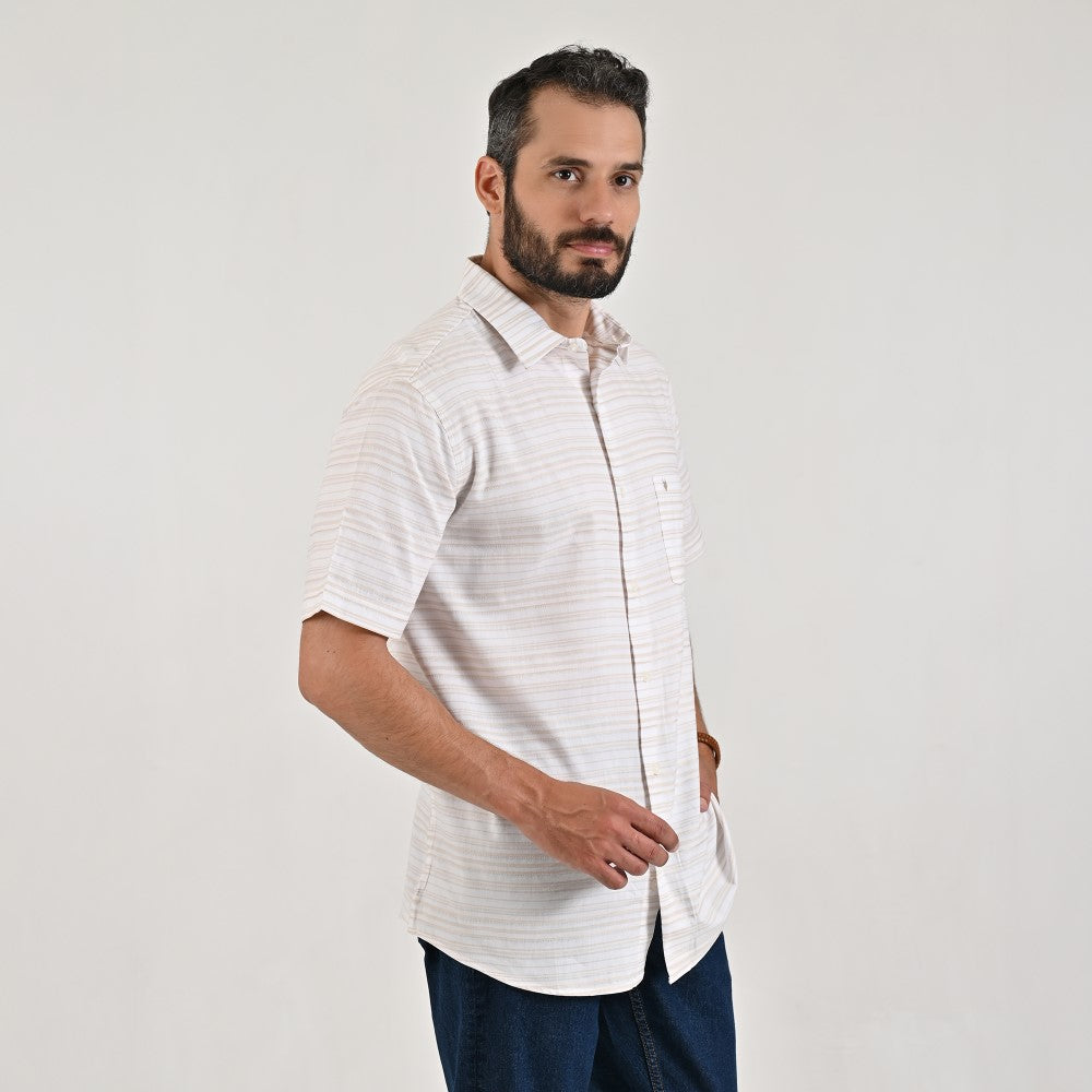 Camisa casual Yale Regular Fit Manga corta 7748 Beige